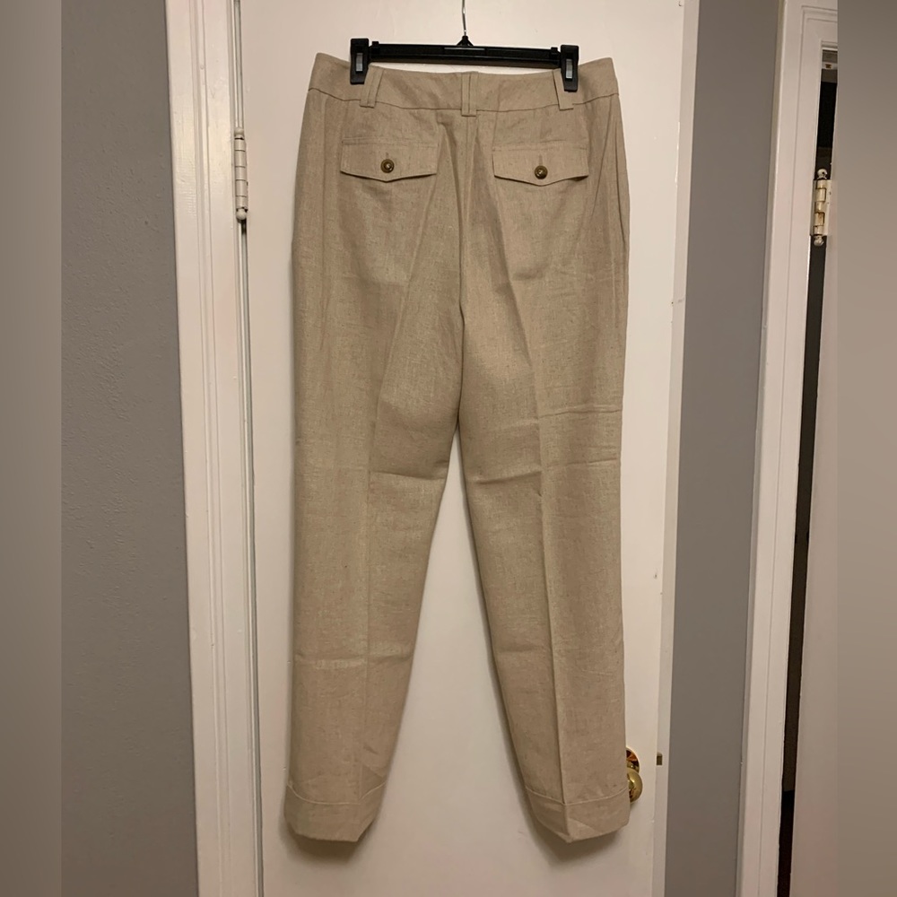 Cato light beige-oatmeal colored boot cut style linen pants - women’s size 10 - Picture 3 of 15